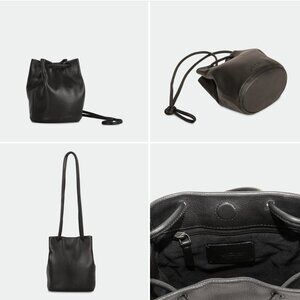 Per Lei Leather New York - Layne Black Drawstring Bag